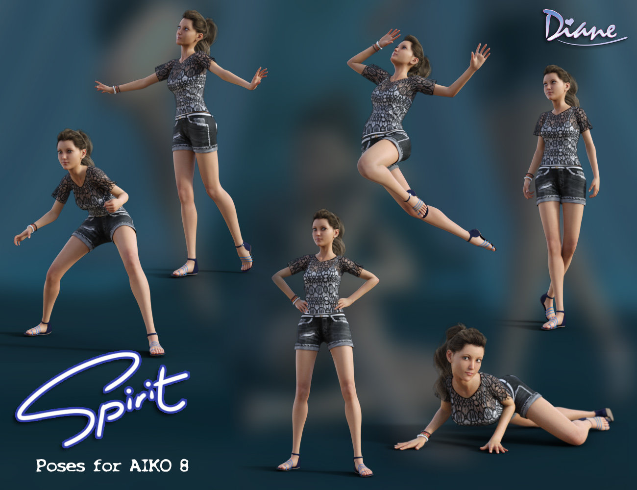Spirit Poses for Aiko 8 by: Diane, 3D Models by Daz 3D