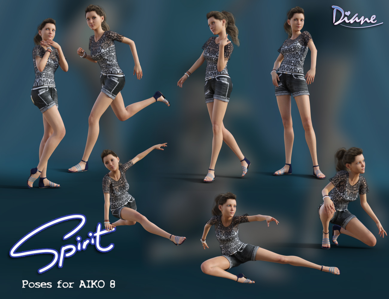 Spirit Poses for Aiko 8 by: Diane, 3D Models by Daz 3D