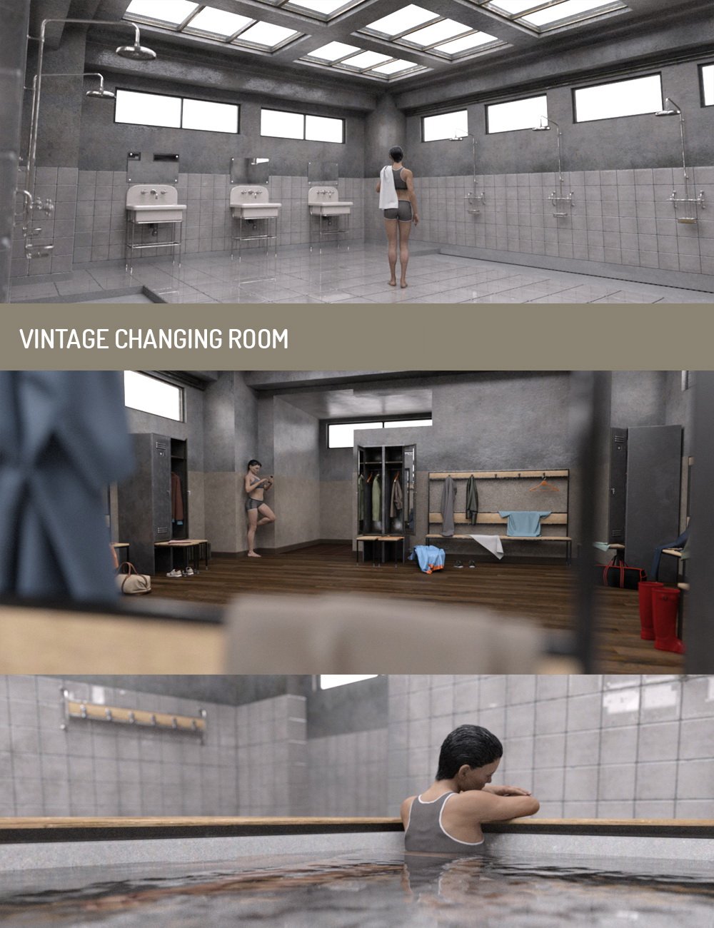 Vintage Changing Room and Props by: Deepsea, 3D Models by Daz 3D