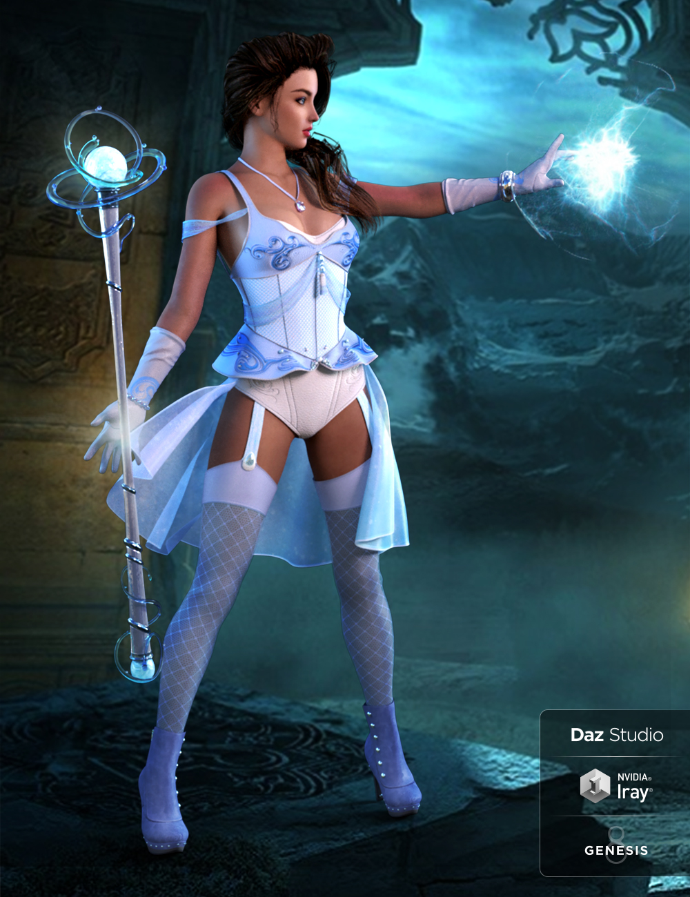 dForce Elemental Sorceress Outfit for Genesis 8 Female(s) by: Blue Rabbit, 3D Models by Daz 3D