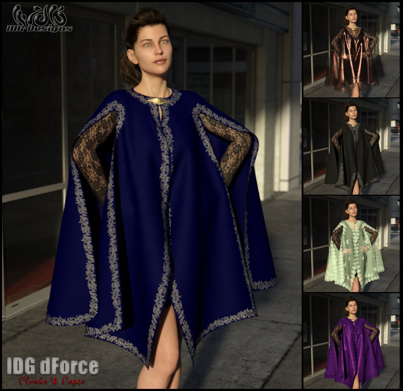 IDG dForce - Cloaks and Capes IDG dForce - Cloaks and Capes by: IDG DesignsDestinysGardenInaneGlory, 3D Models by Daz 3D