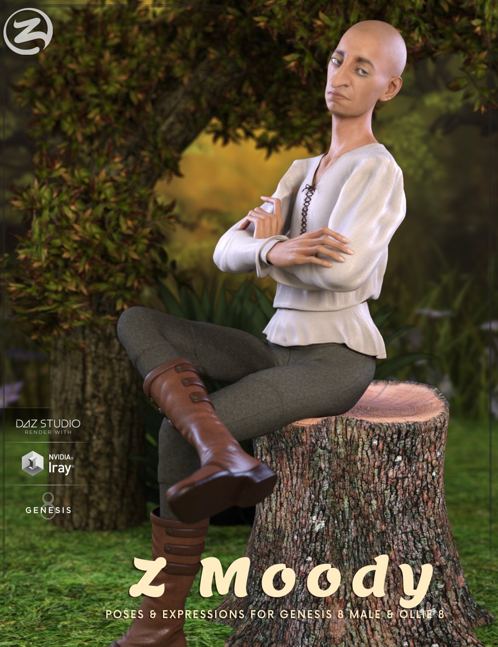 Z Moody - Poses and Expressions for Genesis 8 Male and Ollie 8 by: Zeddicuss, 3D Models by Daz 3D
