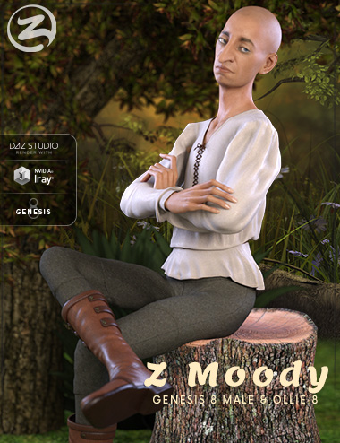 Z Moody - Poses and Expressions for Genesis 8 Male and Ollie 8 by: Zeddicuss, 3D Models by Daz 3D