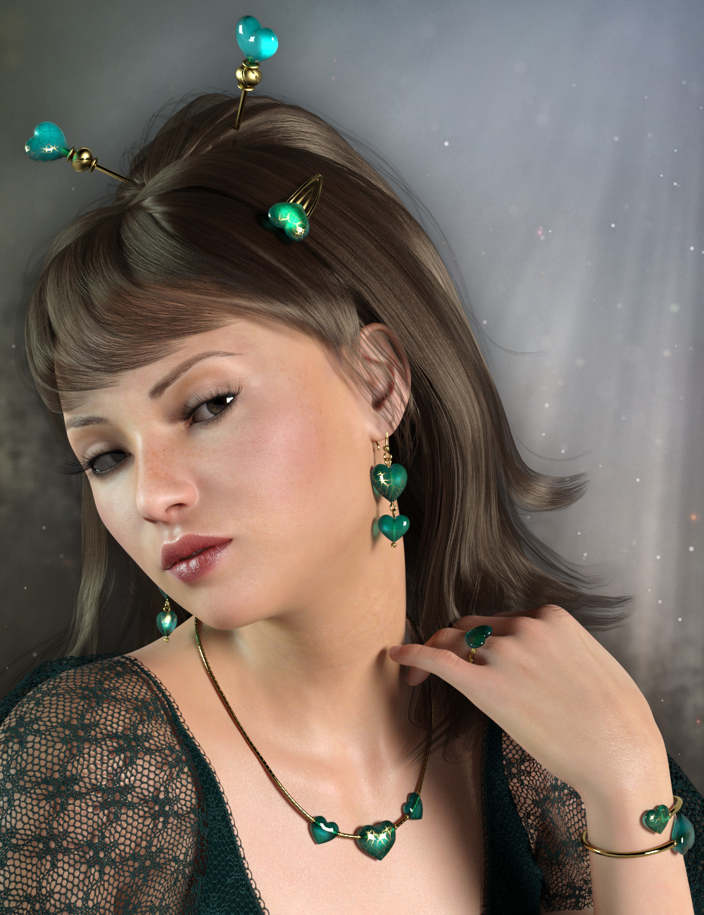 Little Heart Jewelry for Genesis 8 Female(s) by: esha, 3D Models by Daz 3D