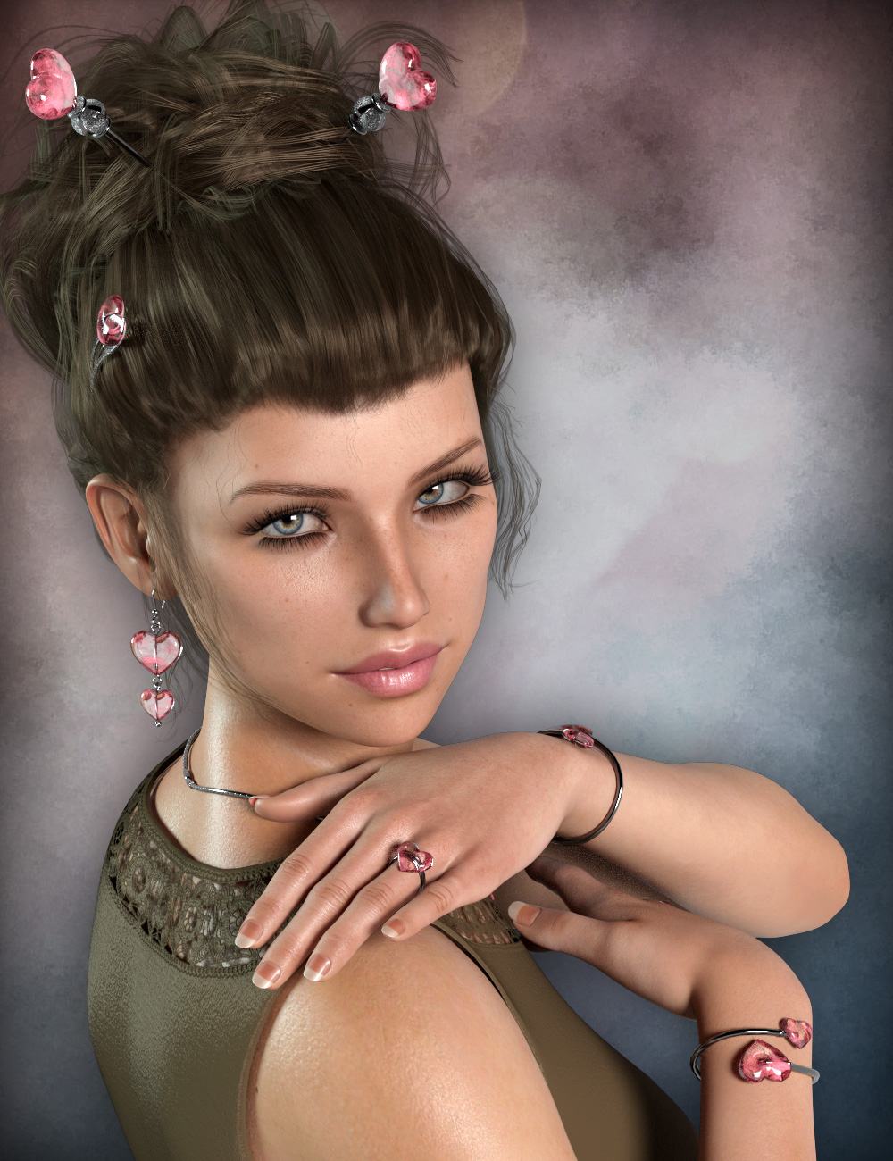 Little Heart Jewelry for Genesis 8 Female(s) by: esha, 3D Models by Daz 3D