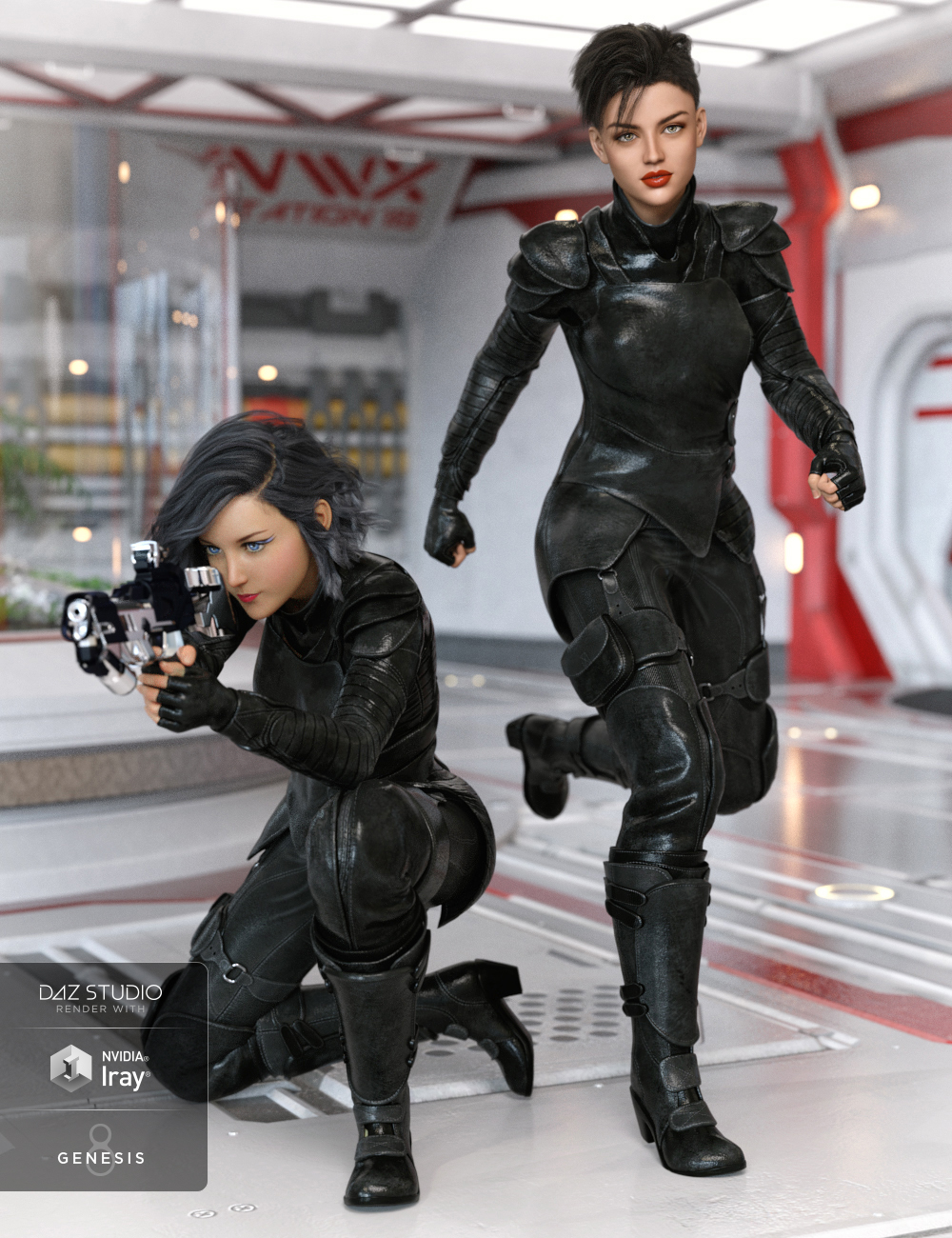 Sci-fi Action Outfit for Genesis 8 Female(s) by: Yura, 3D Models by Daz 3D