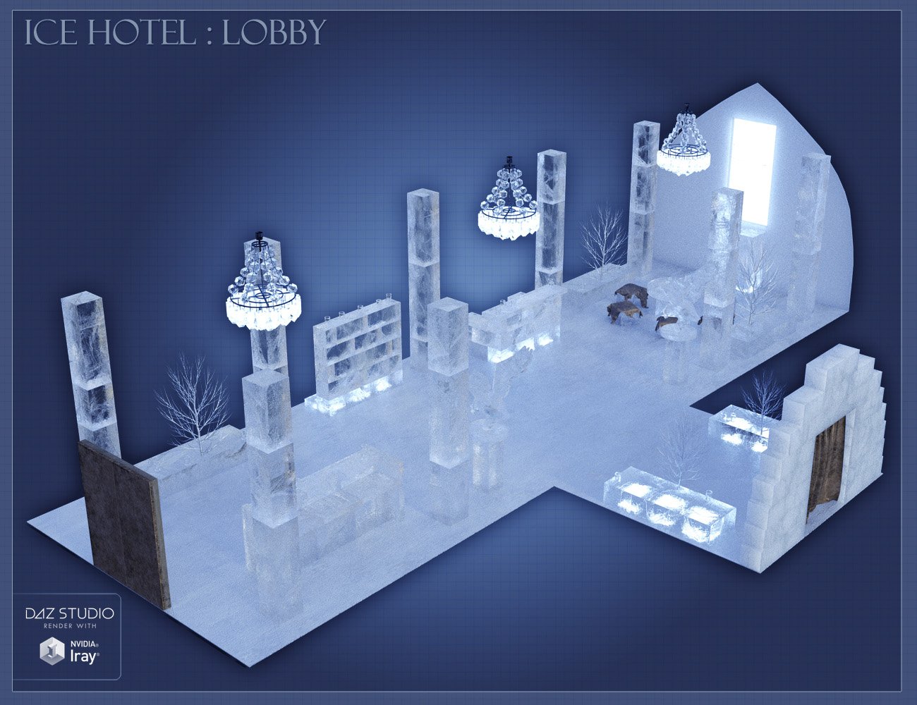 Ice Hotel Lobby by: David BrinnenForbiddenWhispers, 3D Models by Daz 3D