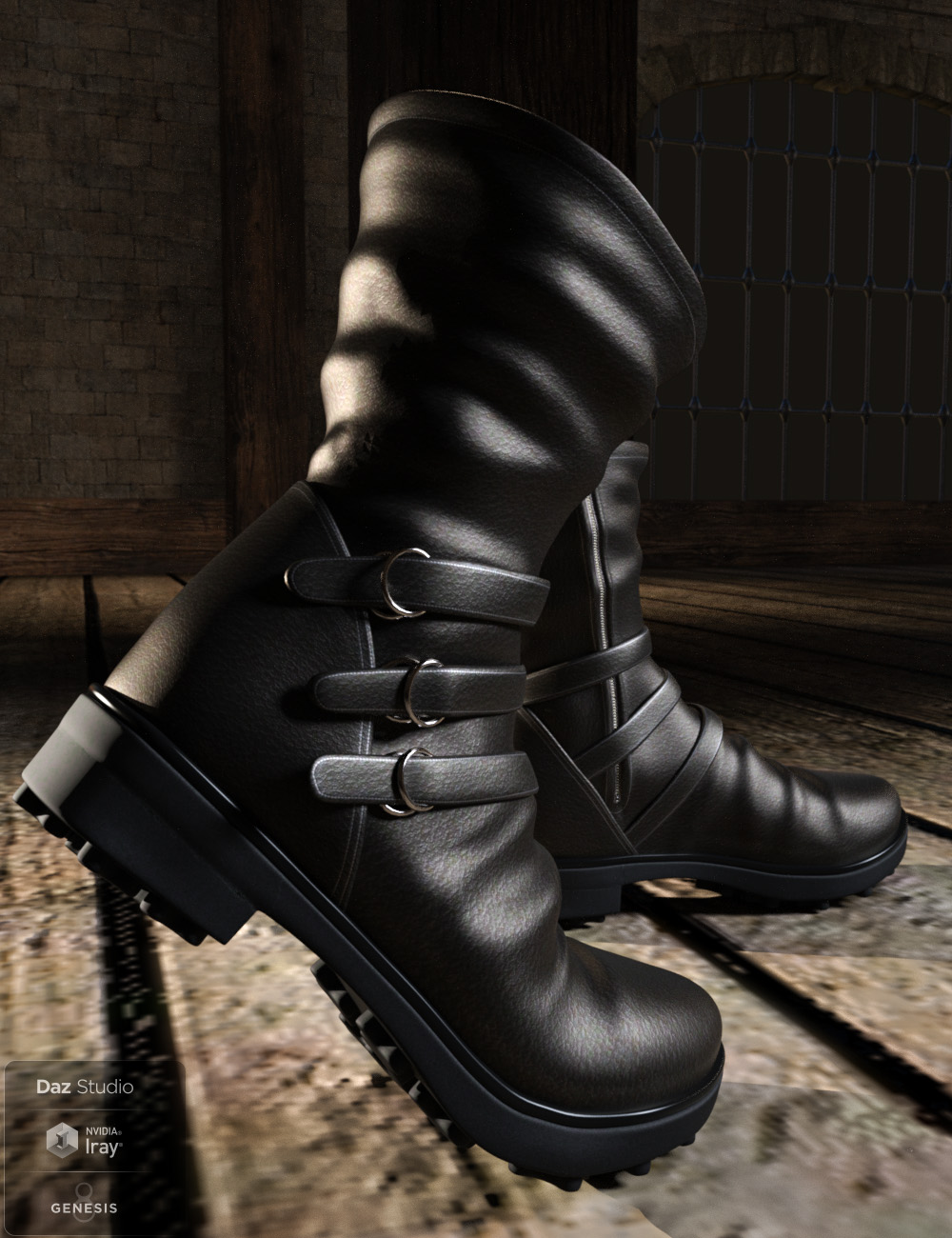 Strap Boots for Genesis 8 Male(s) by: tentman, 3D Models by Daz 3D