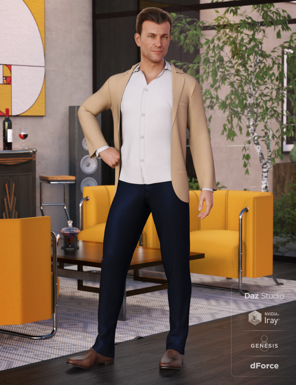 dForce Casual Suit Outfit Textures by: DirtyFairy, 3D Models by Daz 3D