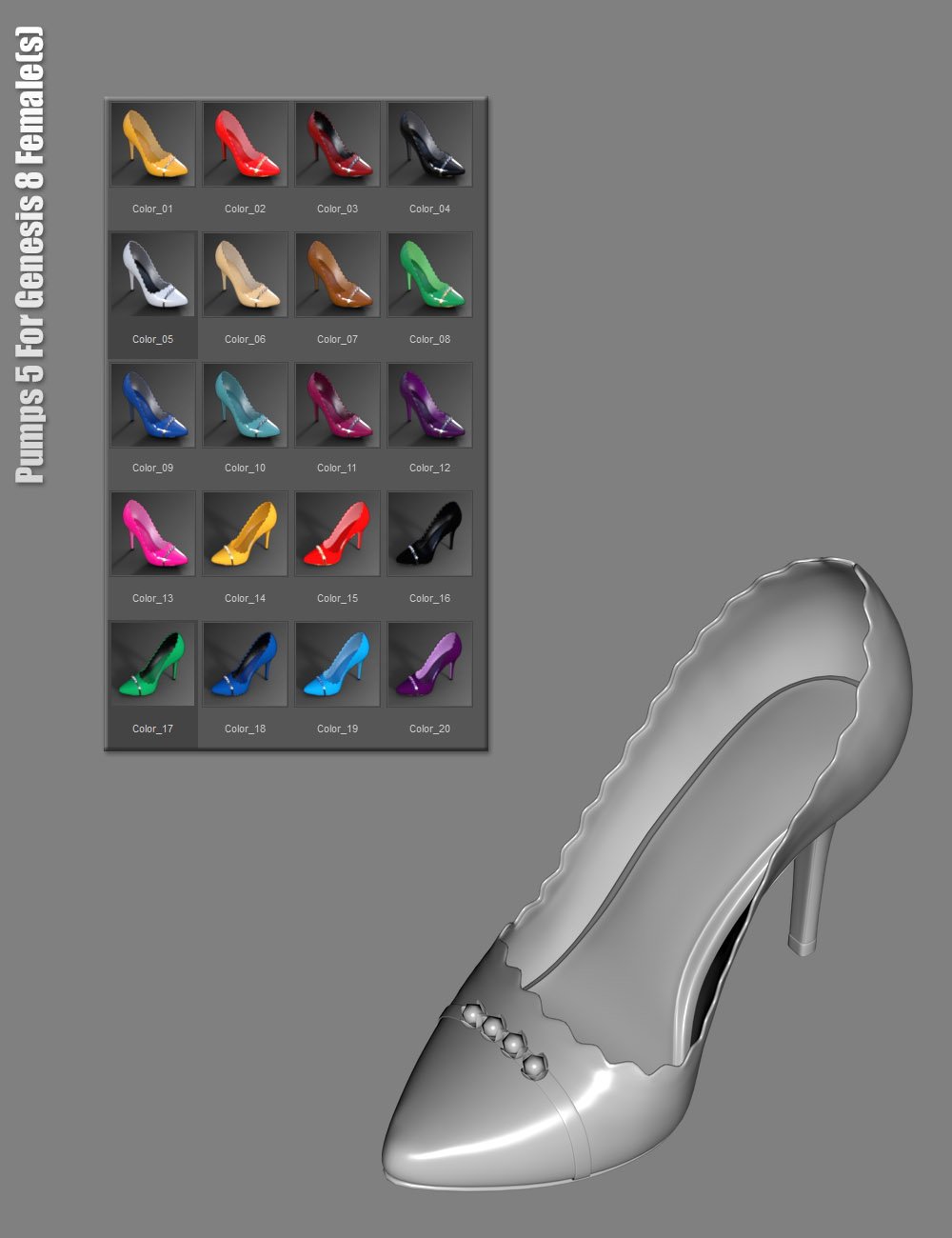 Pumps 5 for Genesis 8 Female(s) by: dx30, 3D Models by Daz 3D