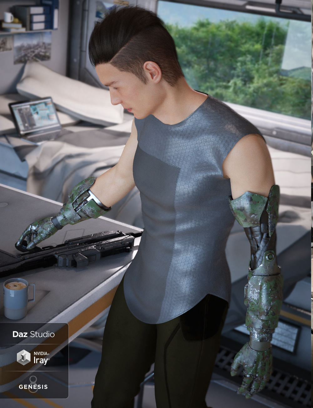 ArcWar Cybernetic Arms for Genesis 8 Male by: Mely3DValandar, 3D Models by Daz 3D