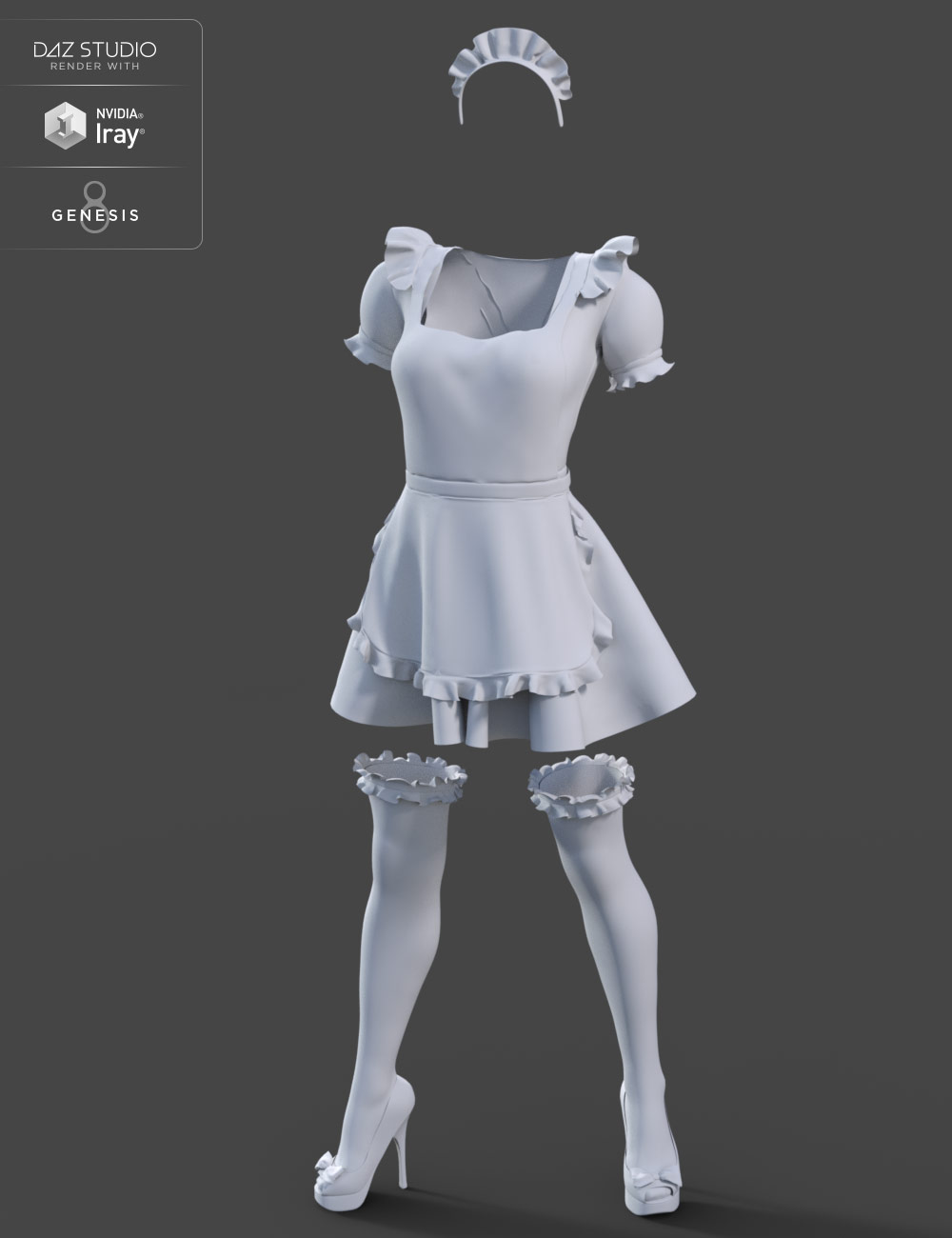 dForce Maid Outfit for Genesis 8 Female(s) by: NikisatezSade, 3D Models by Daz 3D
