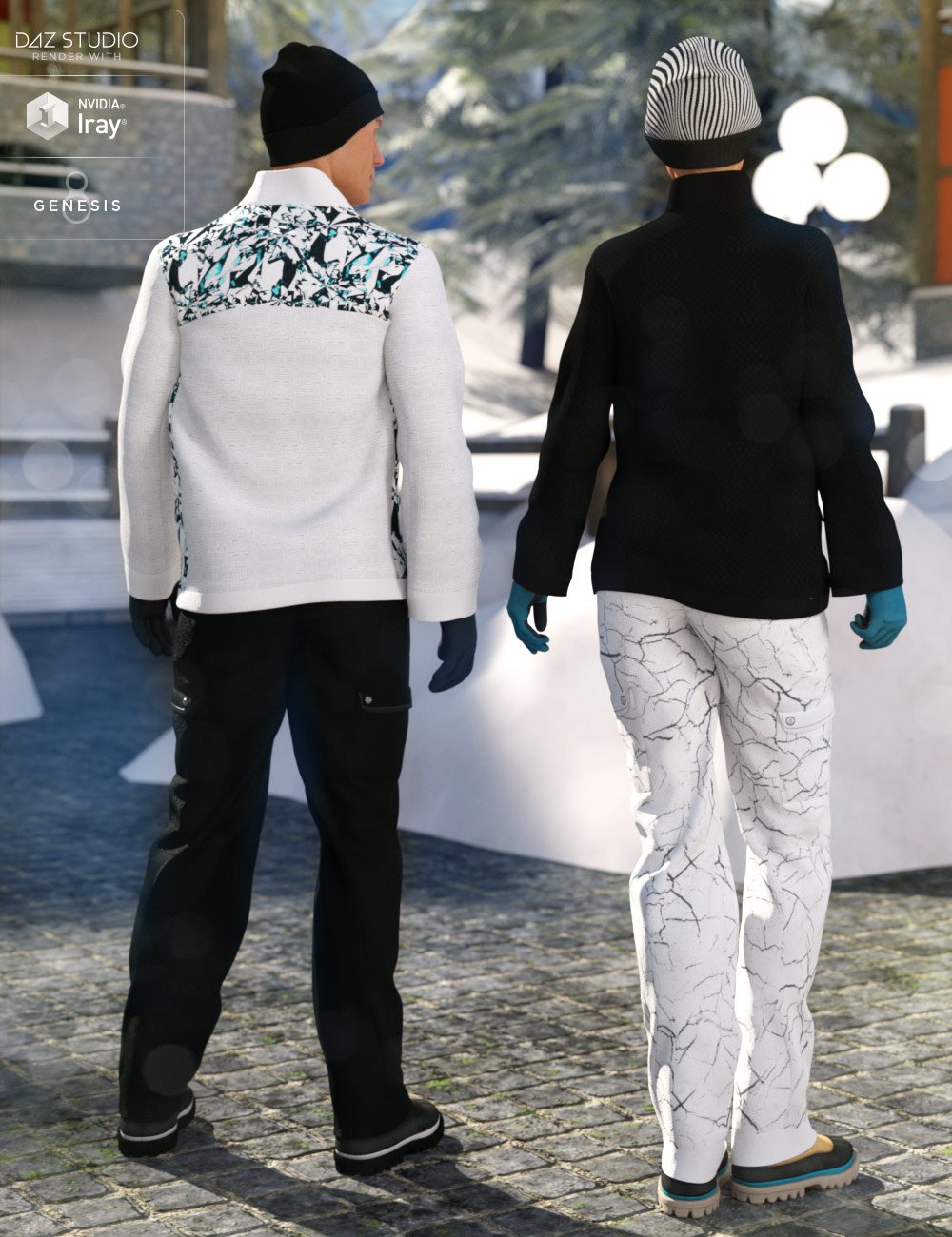 dForce Winter Snow Outfit for Genesis 8 Male(s) and Female(s)