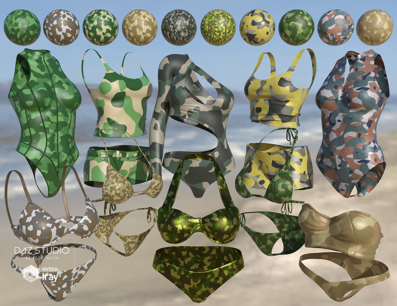 Iray Super Shaders Colorful Camouflage (Merchant Resource) by: Denki Gaka, 3D Models by Daz 3D