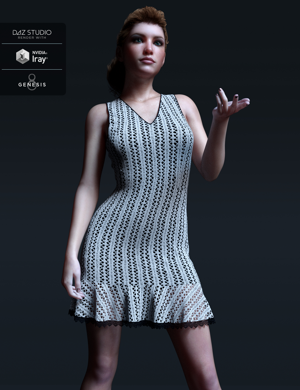 dForce Candyfloss Crochet Dress for Genesis 8 Female(s) by: Leviathan, 3D Models by Daz 3D