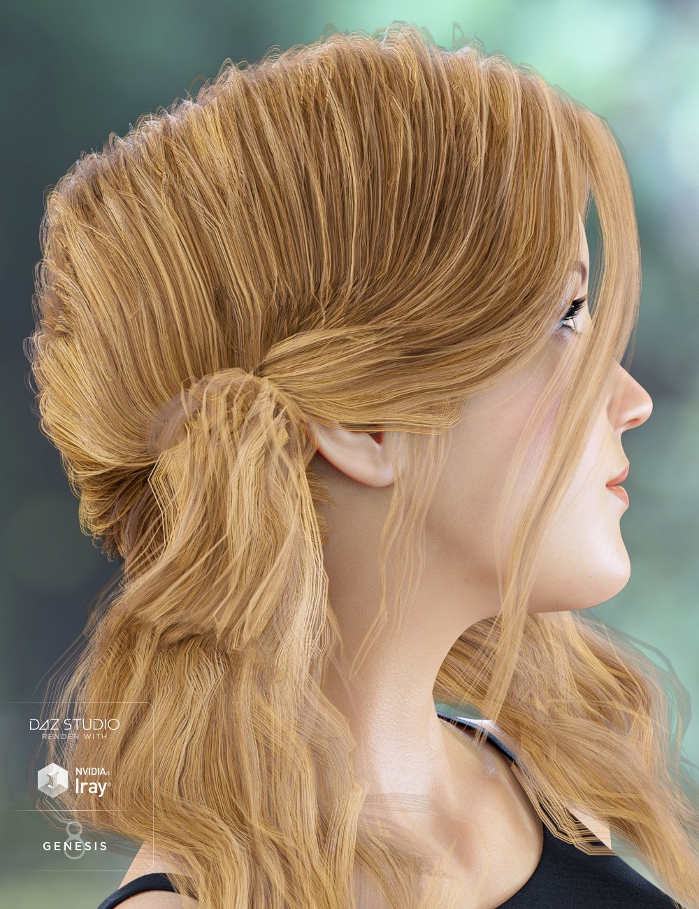 Low Pigtail Hair for Genesis 3 and 8 Female(s) by: 3DCelebrity, 3D Models by Daz 3D