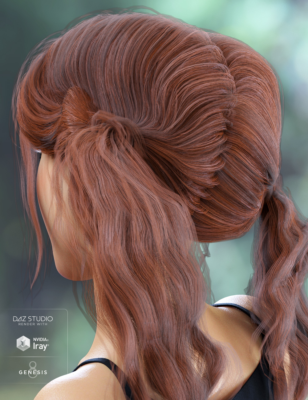 Low Pigtail Hair for Genesis 3 and 8 Female(s) by: 3DCelebrity, 3D Models by Daz 3D