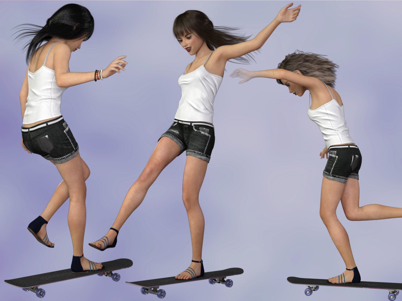 Skateboard And Poses For Genesis 8 Female And Teen Josie 7 And 8 Daz 3d 