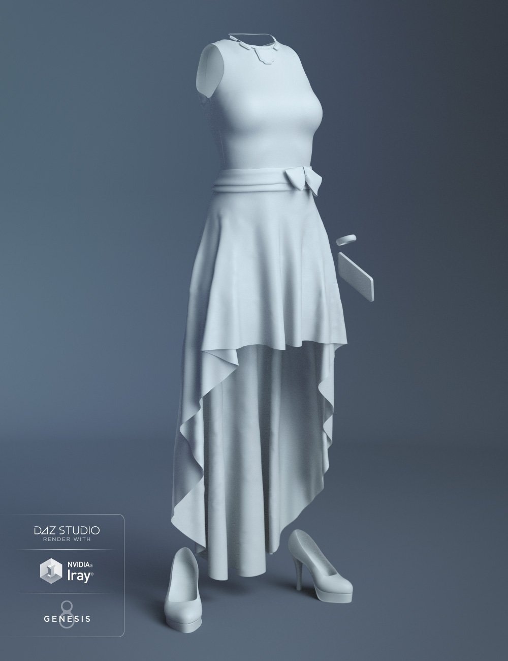 dForce Hi-Low Dress for Genesis 8 Female(s) by: Barbara BrundonMoonscape GraphicsSade, 3D Models by Daz 3D