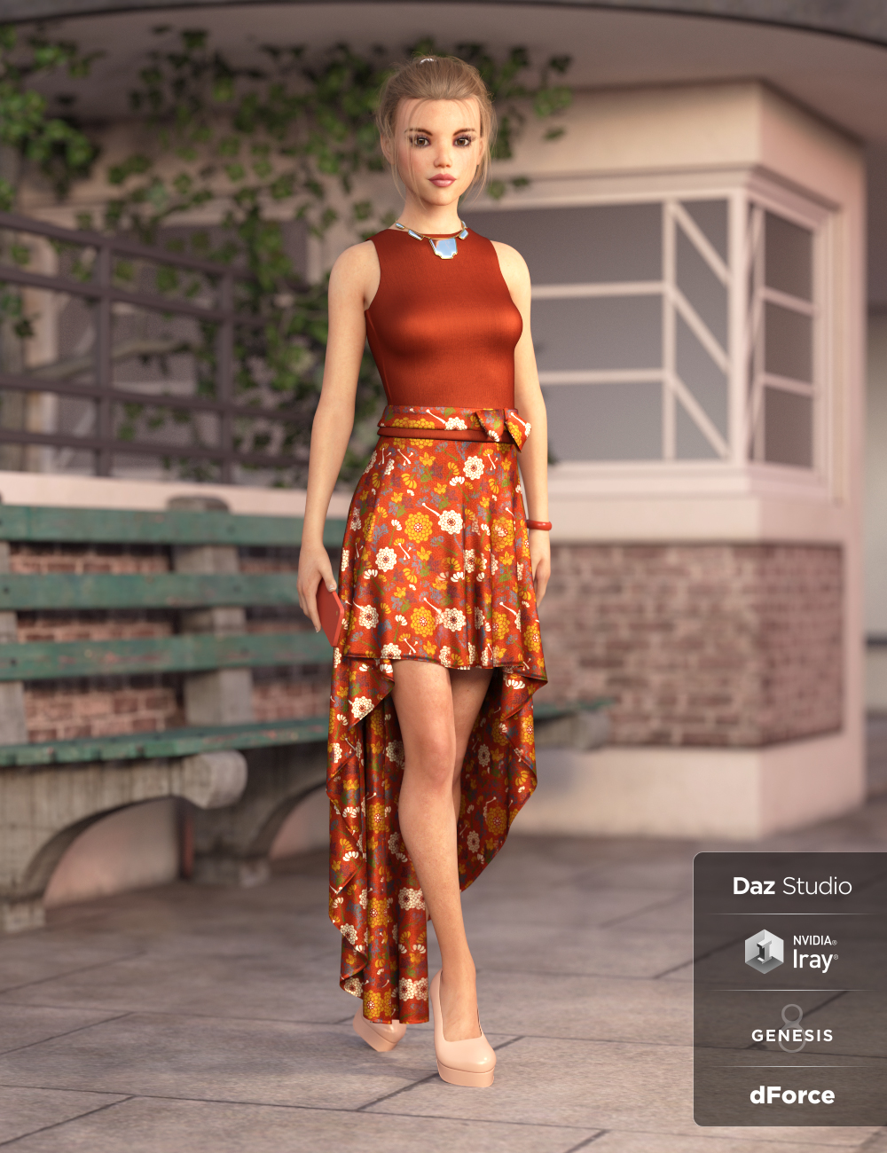 dForce Hi-Low Dress Textures by: Moonscape GraphicsSade, 3D Models by Daz 3D