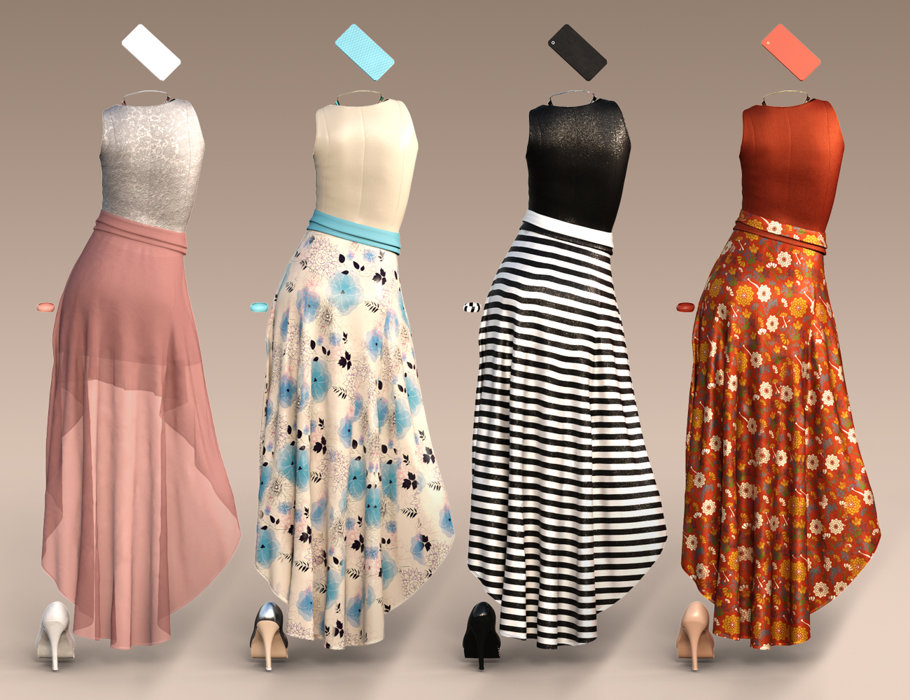 dForce Hi-Low Dress Textures by: Moonscape GraphicsSade, 3D Models by Daz 3D