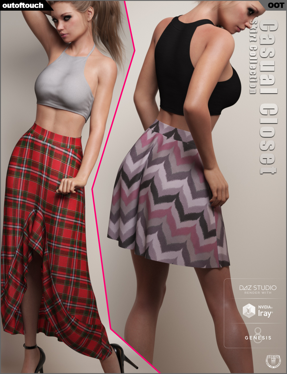 dForce Casual Closet Skirt Collection for Genesis 8 Female(s) by: outoftouch, 3D Models by Daz 3D