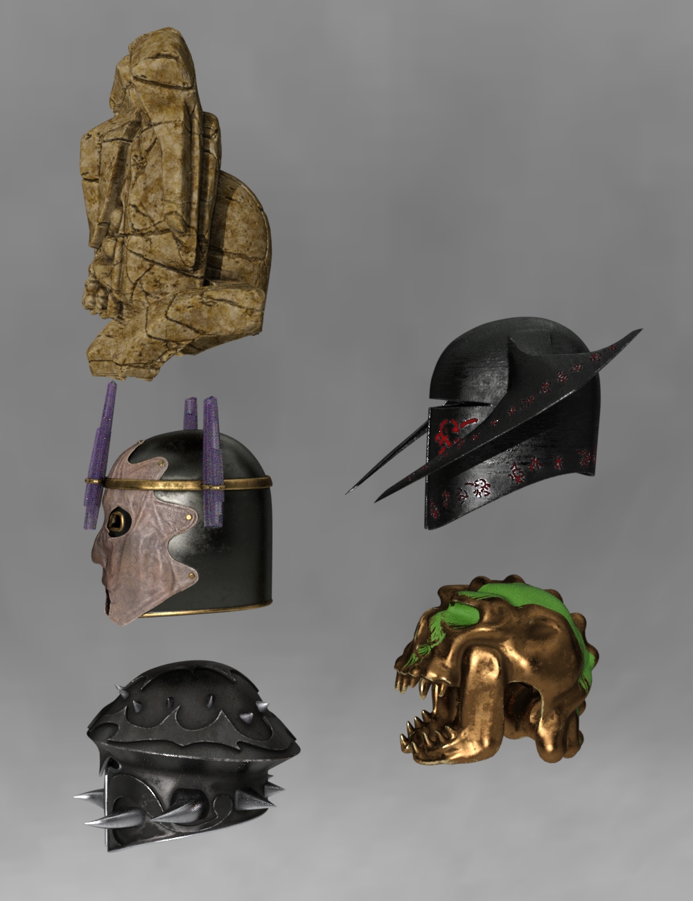 Doomed Helms for Genesis 8 Male(s) by: Valandar, 3D Models by Daz 3D