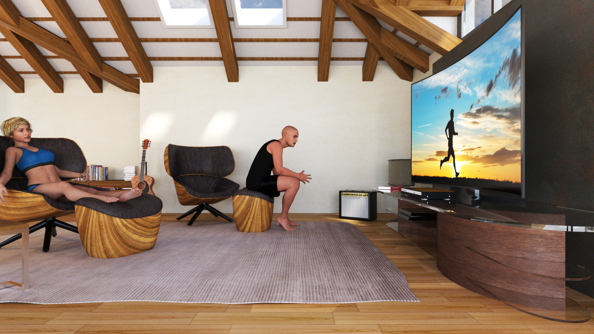 Attic Entertainment Room by: Tesla3dCorp, 3D Models by Daz 3D