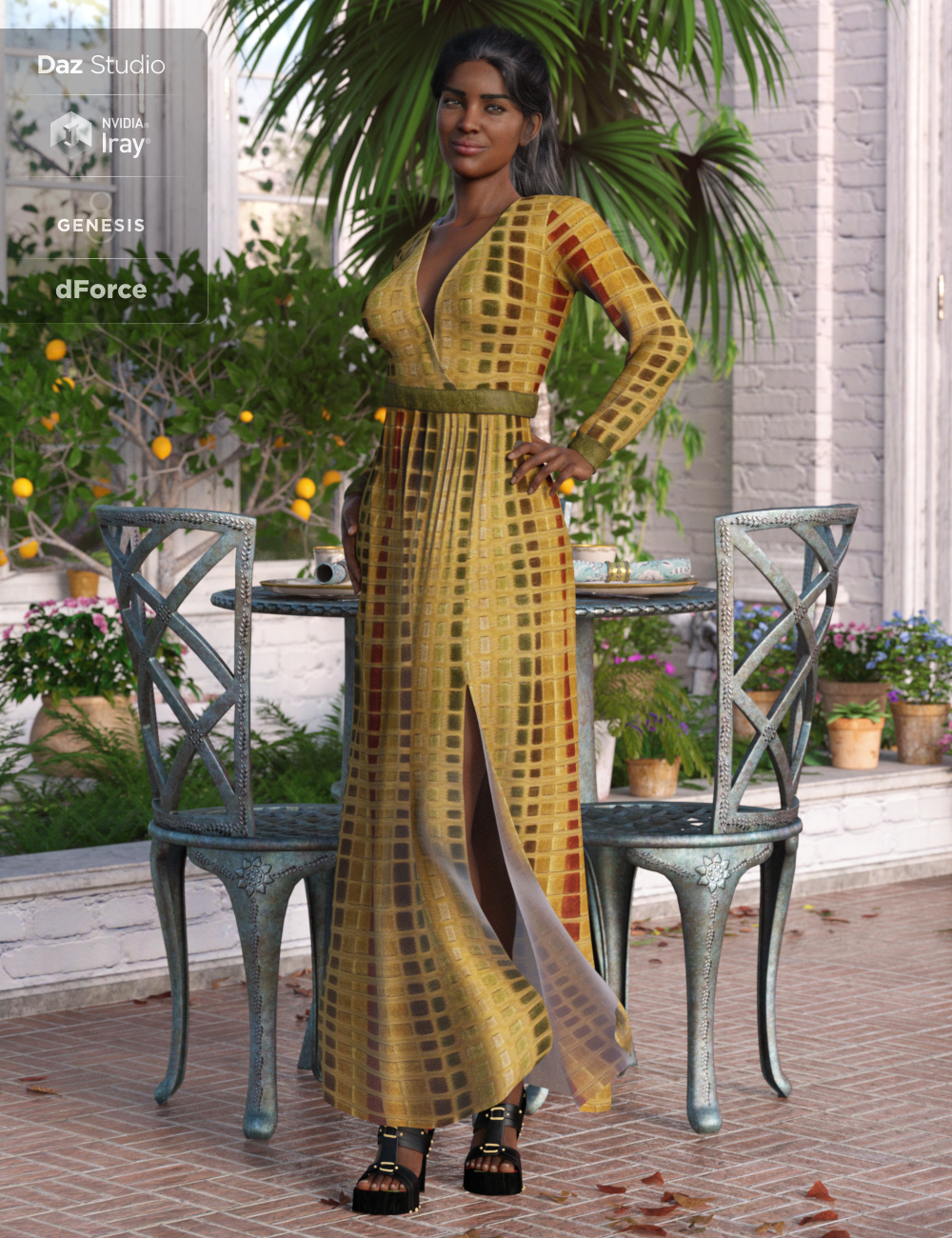 dForce V-Neck Maxie Dress Textures by: Anna Benjamin, 3D Models by Daz 3D