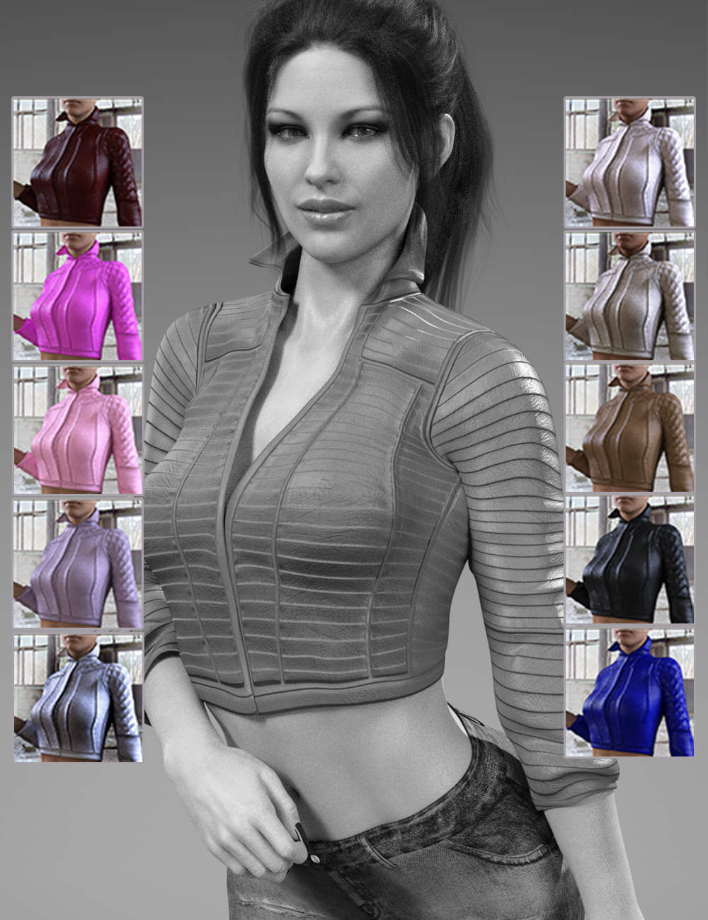 X-Fashion 4 in 1 Leather Jacket for Genesis 8 Female(s) by: xtrart-3d, 3D Models by Daz 3D