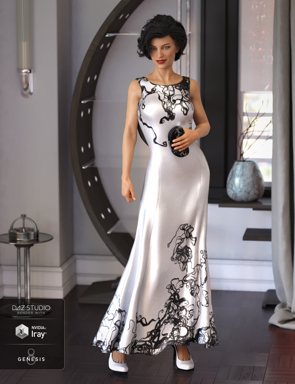 dForce State Dinner Dress Textures by: Moonscape GraphicsSade, 3D Models by Daz 3D