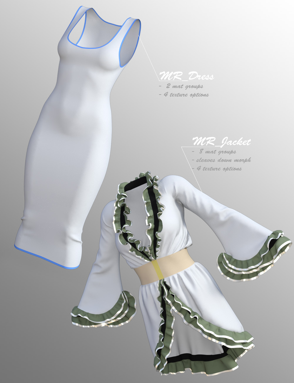 dForce Modern Romantique Outfit for Genesis 3 and 8 Female(s) by: Sshodan, 3D Models by Daz 3D