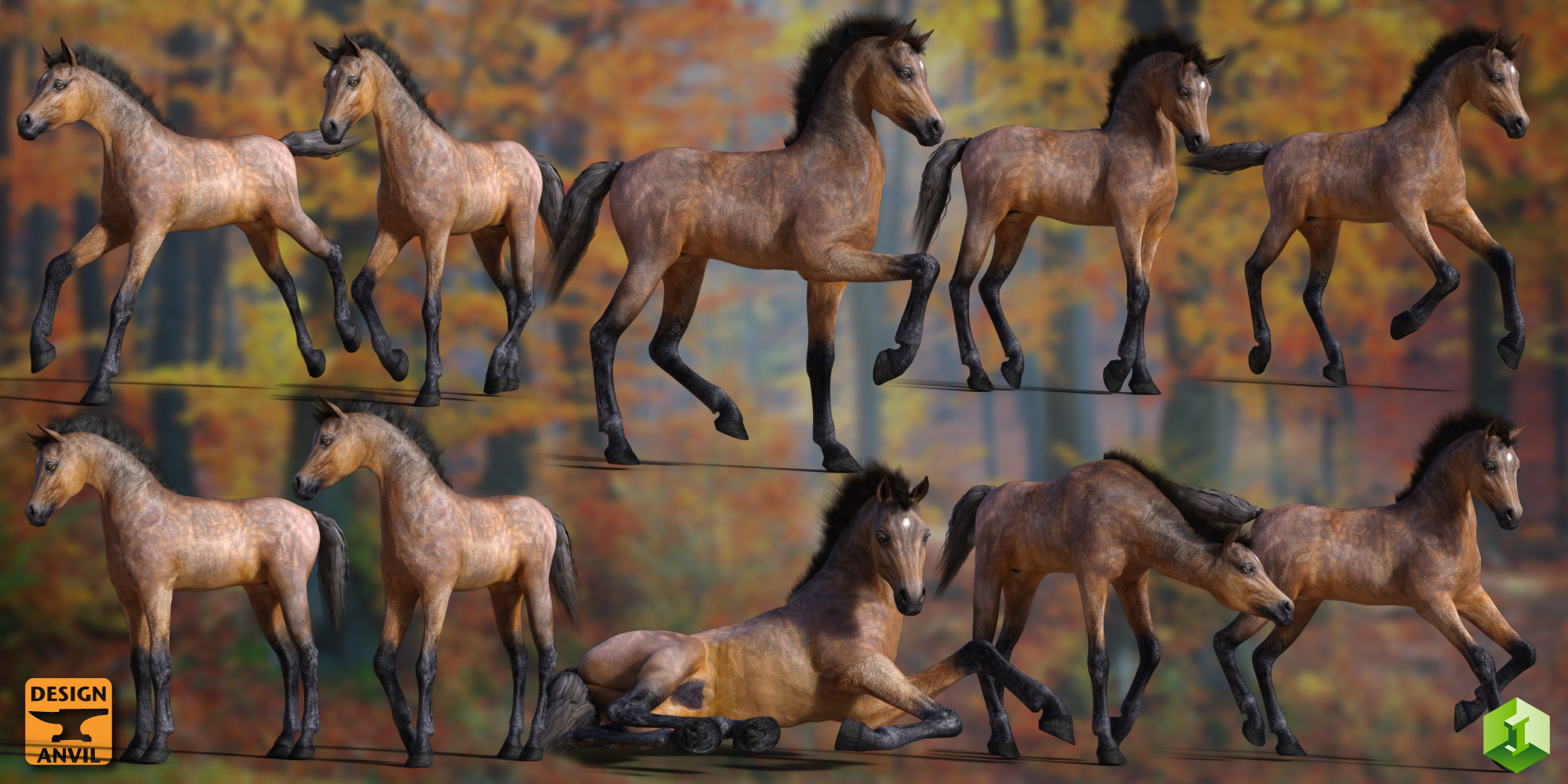 DA Foal and Poses for Daz Horse 2 by: Design Anvil, 3D Models by Daz 3D