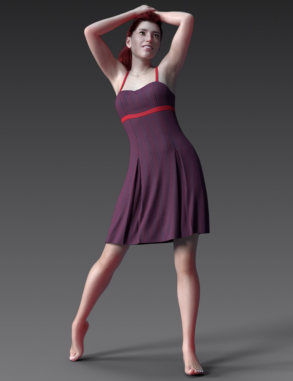 dForce Pleated Ardor Dress for Genesis 8 Female by: Leviathan, 3D Models by Daz 3D