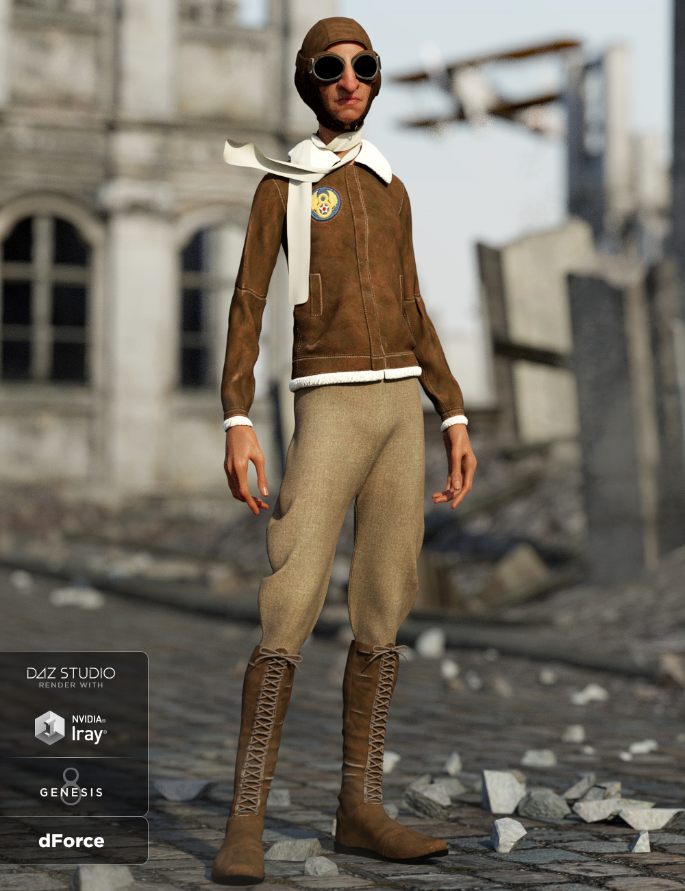 dForce Retro Aviator Outfit for Genesis 8 Male(s)