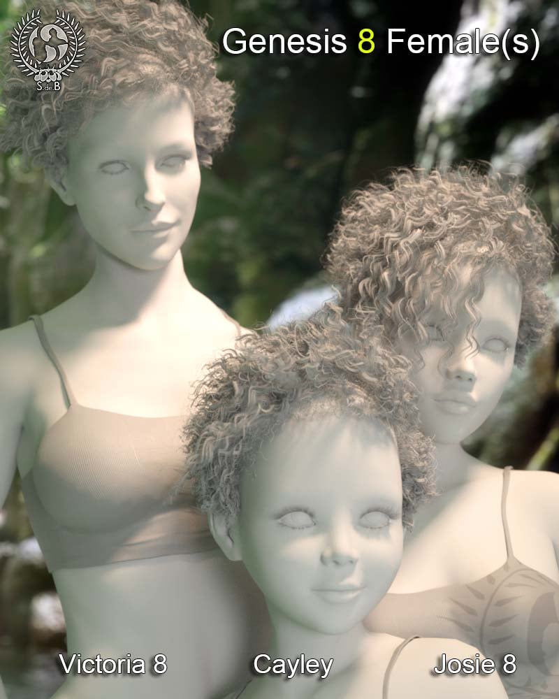 Short Curls Hair for Genesis 3 and 8 by: SamSil, 3D Models by Daz 3D