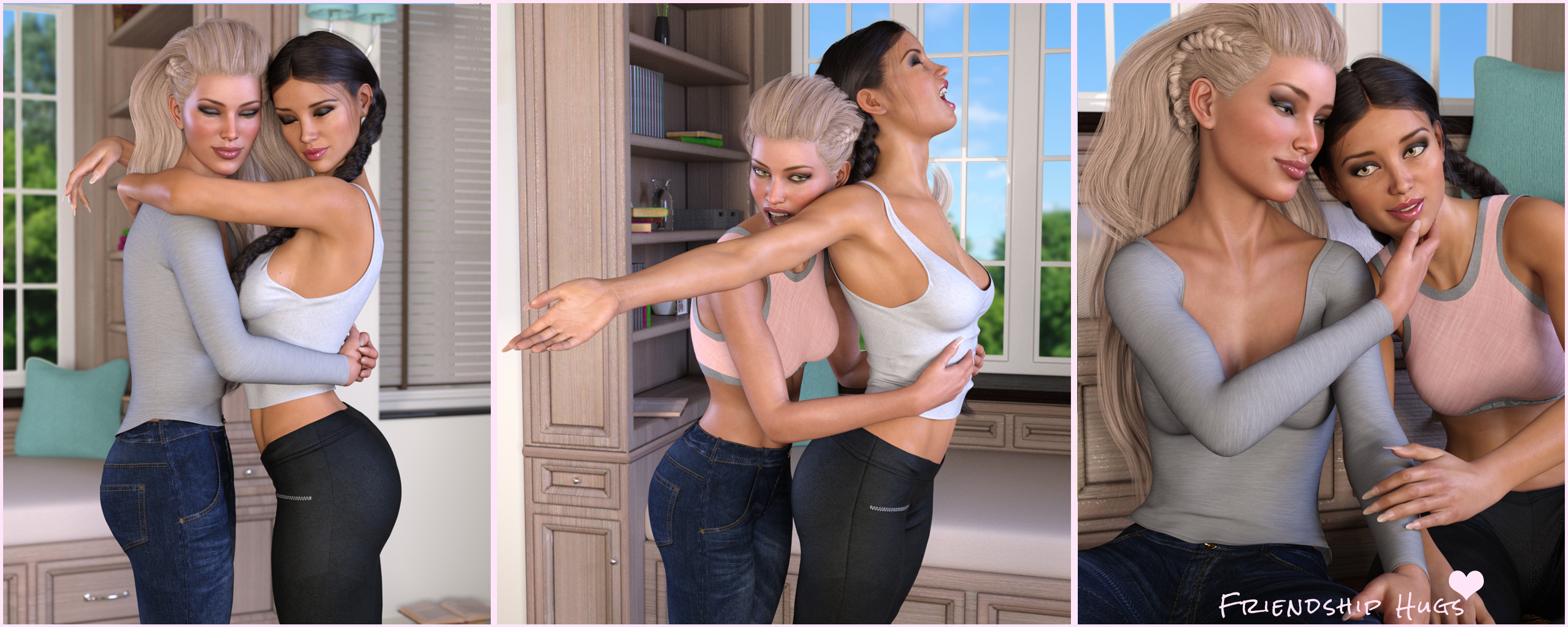 Z The Art Of Hugging - Couple Poses for Genesis 3 and 8 by: Zeddicuss, 3D Models by Daz 3D