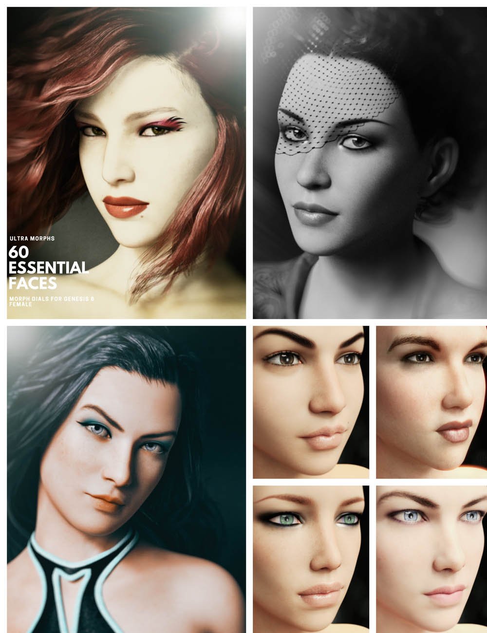 Ultra Face Morphs - 60 Essential Faces For Genesis 8 Female Ultra Face Morphs - 60 Essential Faces For Genesis 8 Female by: Colm Jackson, 3D Models by Daz 3D