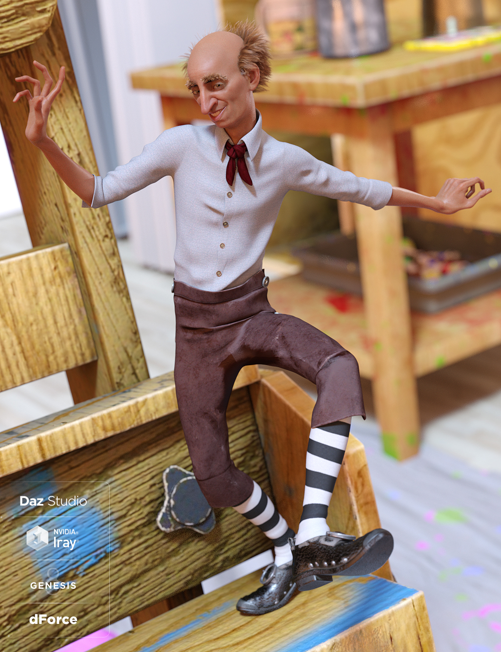 dForce House Brownie Outfit for Genesis 8 Male(s) by: MadaMoonscape GraphicsSade, 3D Models by Daz 3D