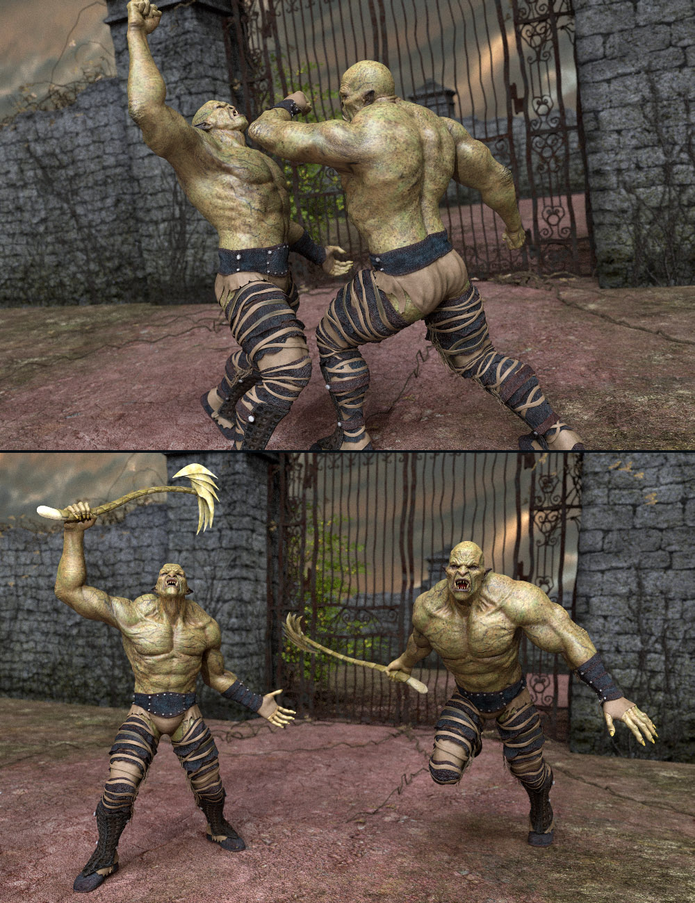 Orc Battle Poses for Orc HD and Genesis 8 Male by: Tako Yakida, 3D Models by Daz 3D