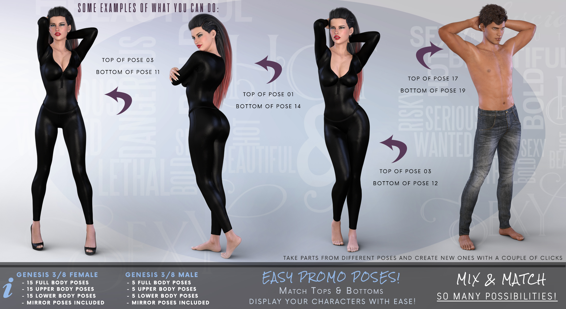 Z Utility Series: Promo Poses and Partials for Genesis 3 & 8 by: Zeddicuss, 3D Models by Daz 3D