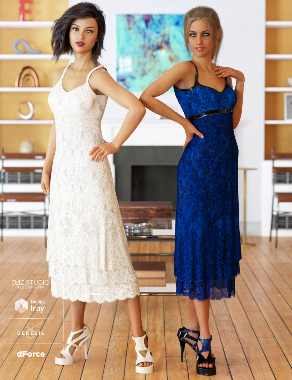 dForce 90's Girl Dress Textures by: Anna Benjamin, 3D Models by Daz 3D