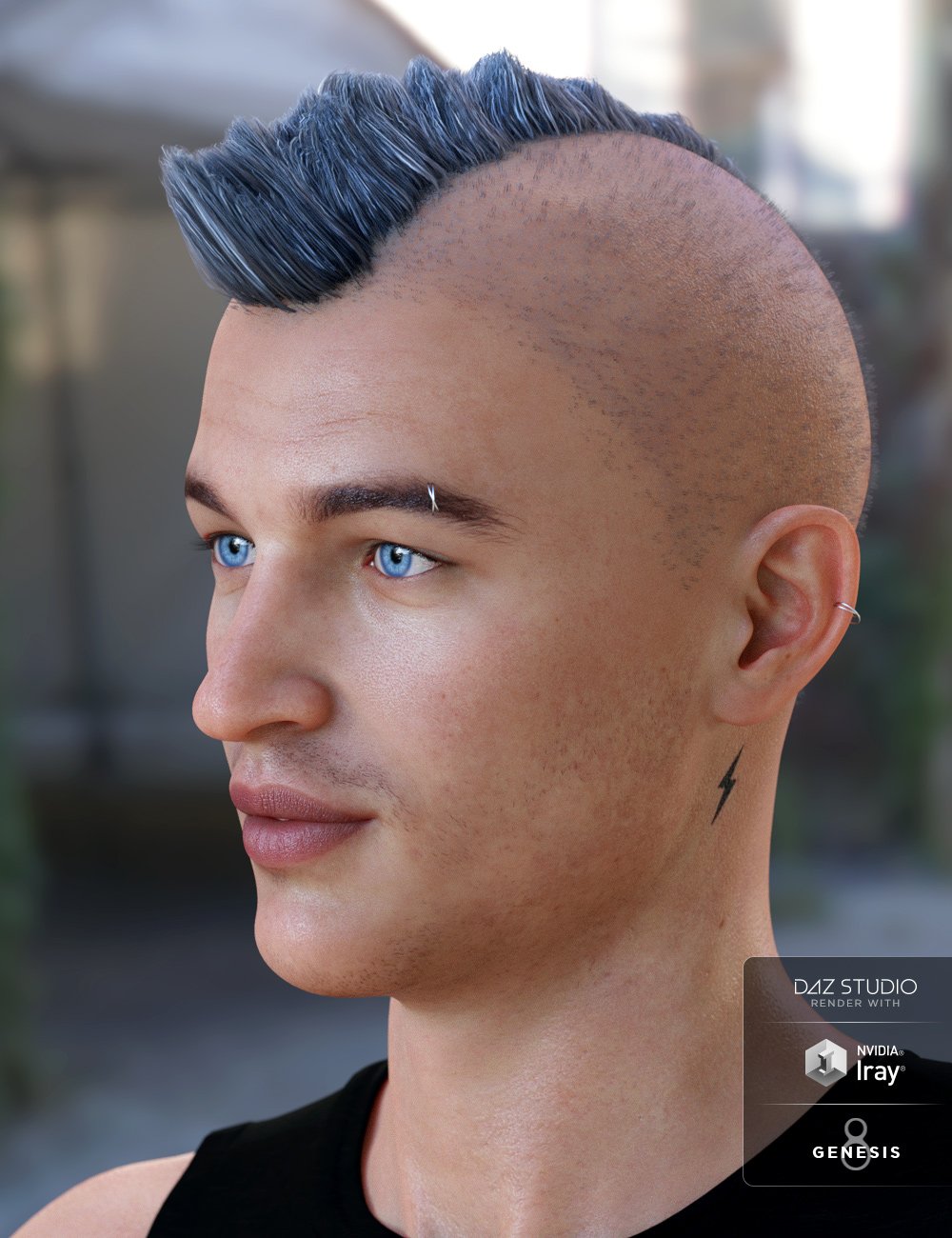 Short Mohawk Hair for Genesis 3 and 8 Male(s)