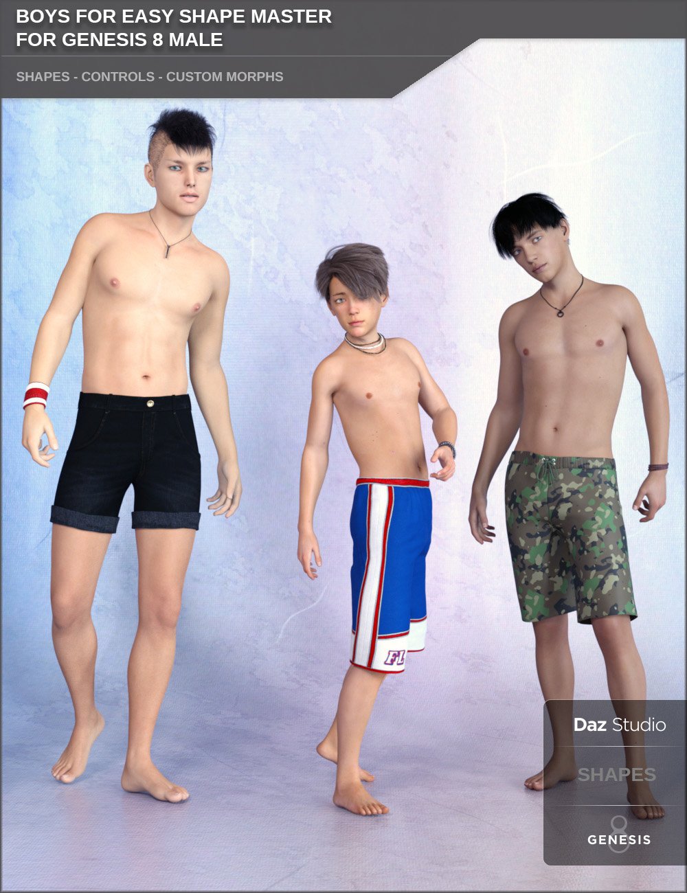 Boys for Easy Shape Master for Genesis 8 Male by: SF-Design, 3D Models by Daz 3D