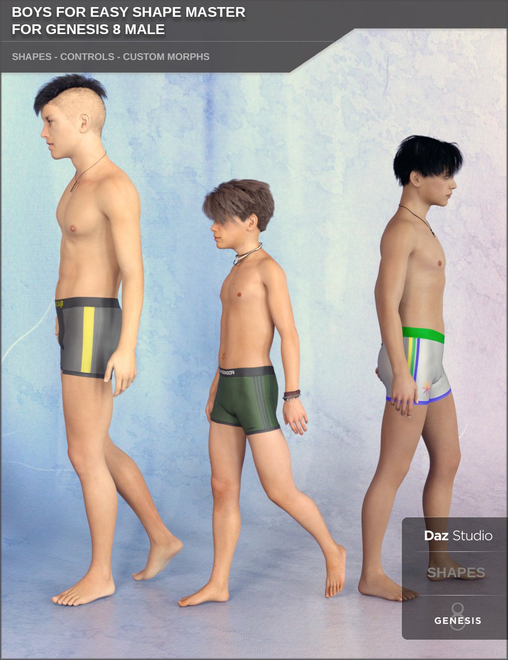 Boys for Easy Shape Master for Genesis 8 Male by: SF-Design, 3D Models by Daz 3D