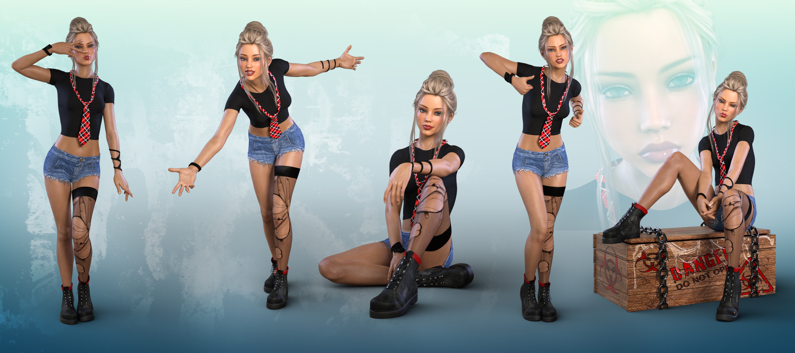 Z Break The Rules - Poses and Expressions for Teen Kaylee 8 and Genesis 8 Female by: Zeddicuss, 3D Models by Daz 3D