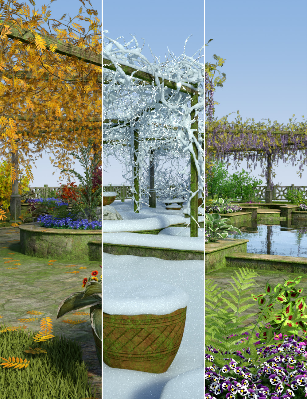 Romantic Pool Seasons Add-on by: esha, 3D Models by Daz 3D