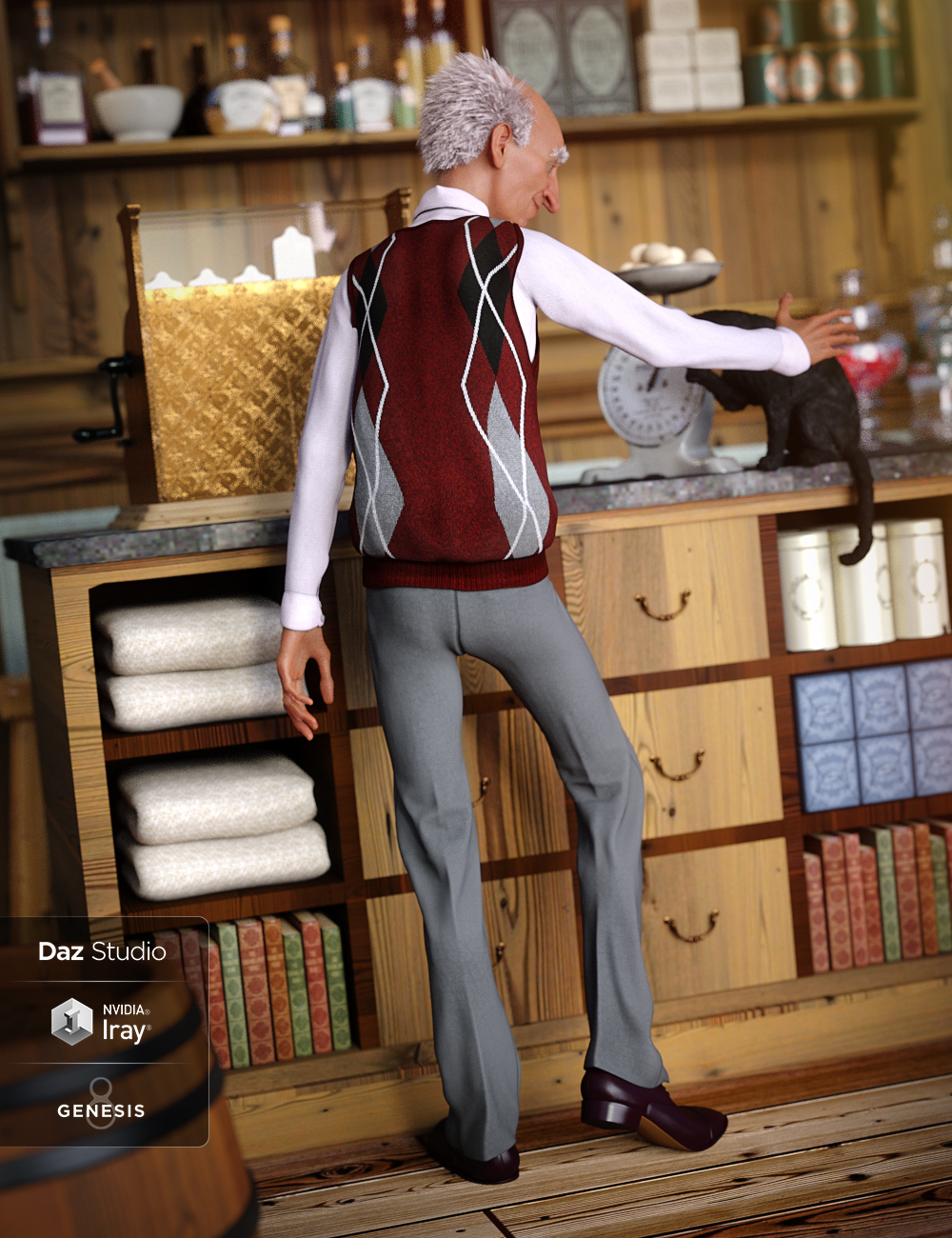 Sweater Vest Outfit for Genesis 8 Male(s) by: ArienLyrra Madril, 3D Models by Daz 3D