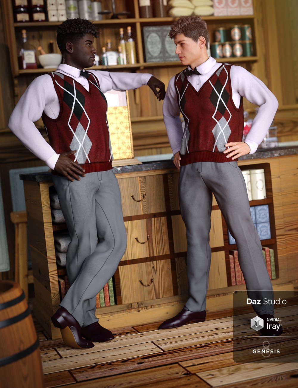 Sweater Vest Outfit for Genesis 8 Male(s) by: ArienLyrra Madril, 3D Models by Daz 3D