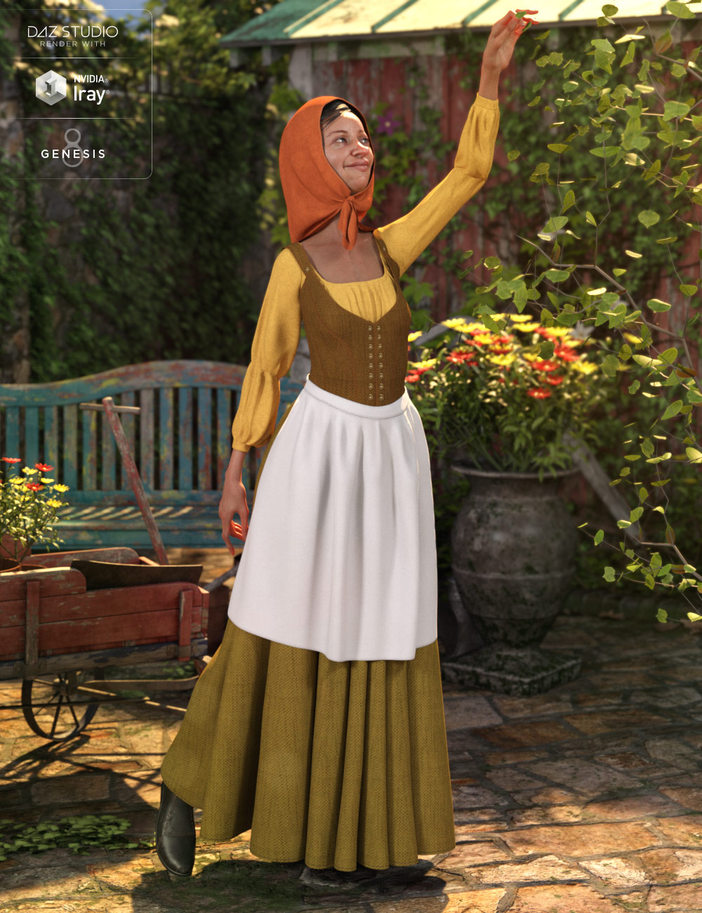 dForce Peasant Dress for Genesis 8 Female(s)